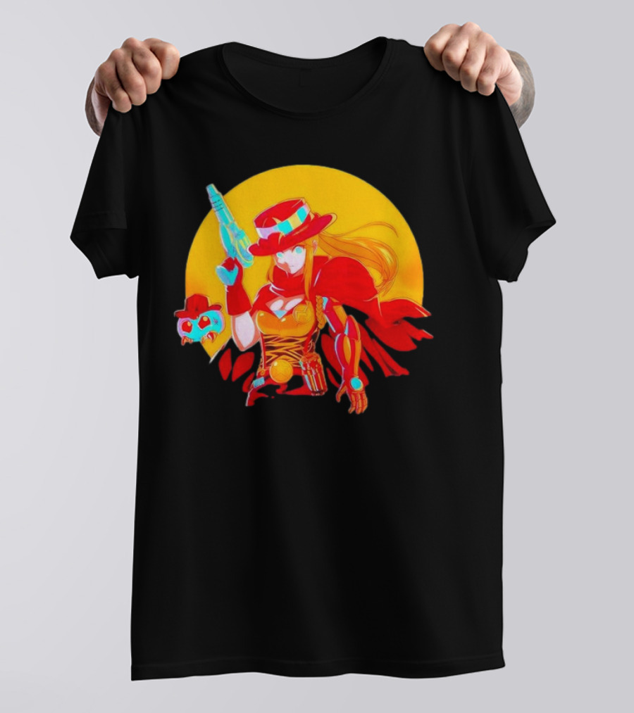 Samus Aran Metroid Marshal With Gun And Hat In Western T-Shirt