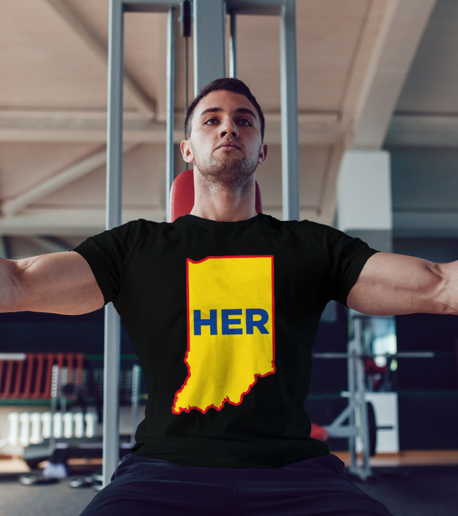 Caitlin Clark Indiana Fever Her State Yellow Map With Blue HER T-Shirt