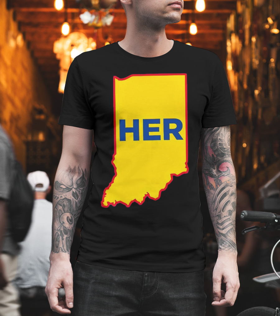 Caitlin Clark Indiana Fever Her State Yellow Map With Blue HER T-Shirt