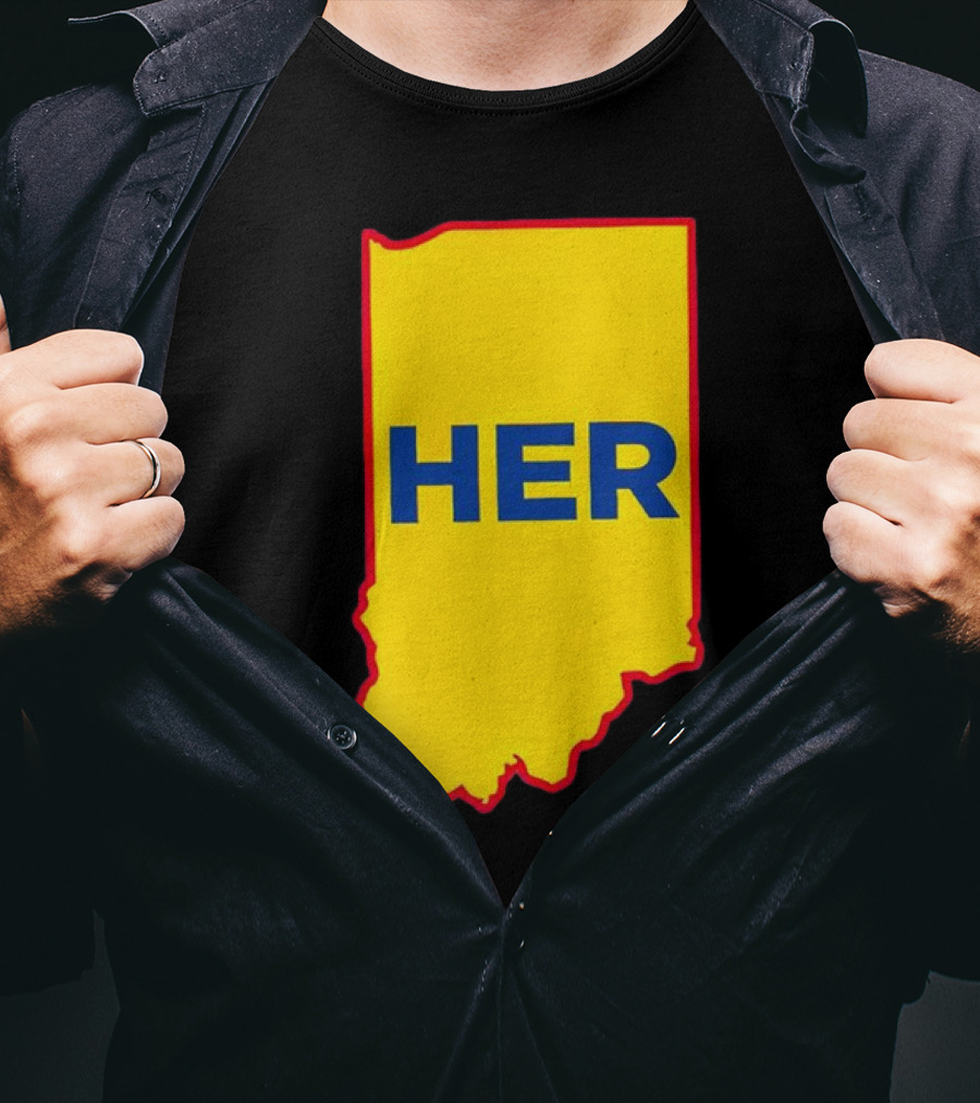 Caitlin Clark Indiana Fever Her State Yellow Map With Blue HER T-Shirt