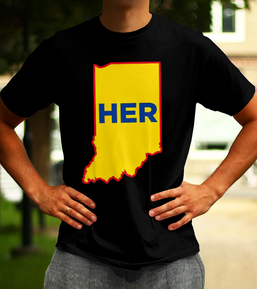 Caitlin Clark Indiana Fever Her State Yellow Map With Blue HER T-Shirt