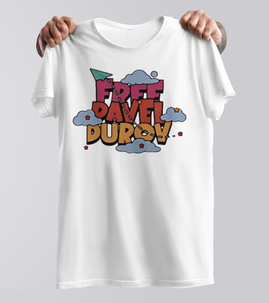 Free Pavel Durov Telegram Graffiti Clouds Paper Airplane T-Shirt
