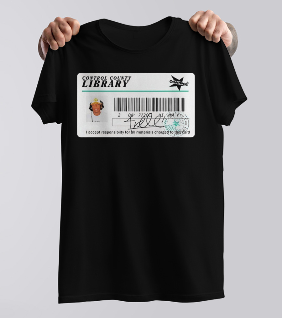 Control County Library Card Design With Signature And Photo T-Shirt
