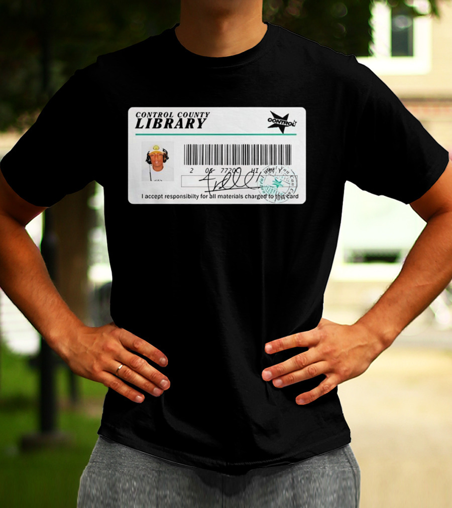 Control County Library Card Design With Signature And Photo T-Shirt