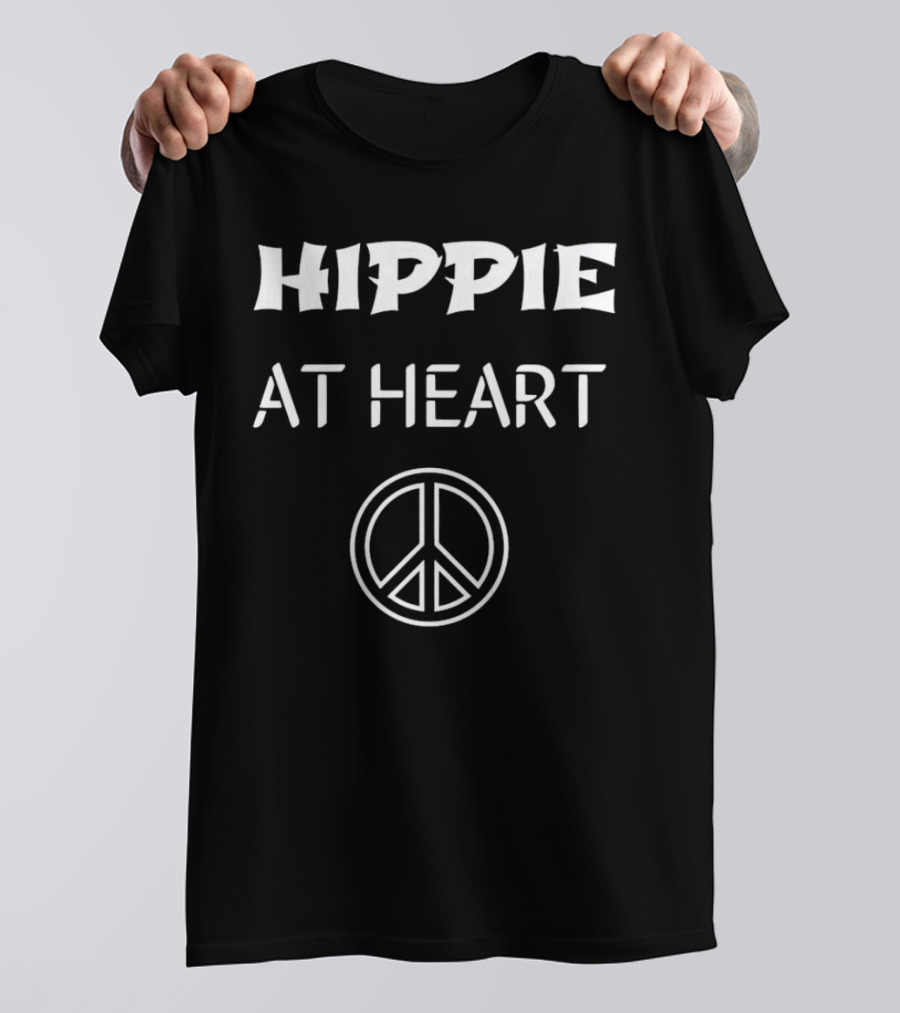 Hippie At Heart Peace Symbols Iconic Message T-Shirt