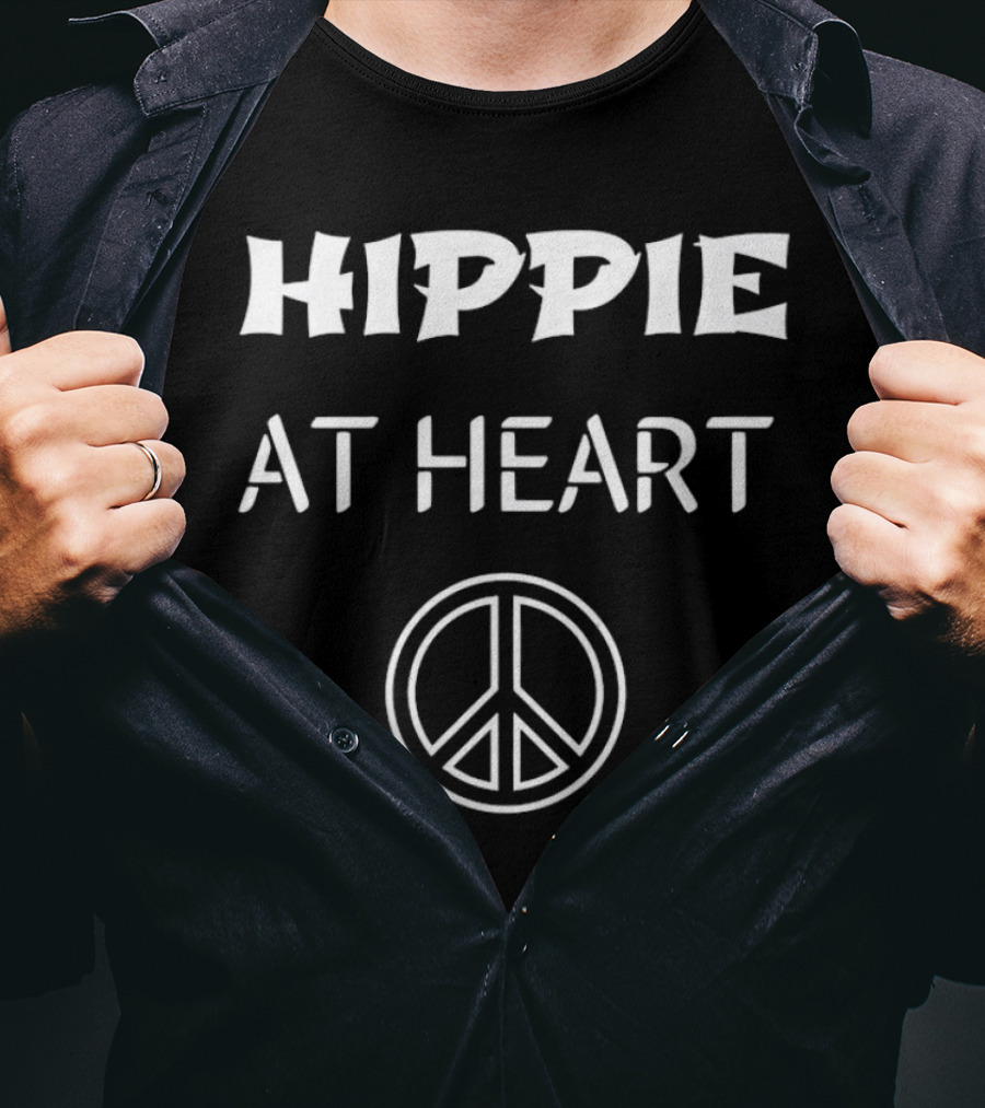 Hippie At Heart Peace Symbols Iconic Message T-Shirt