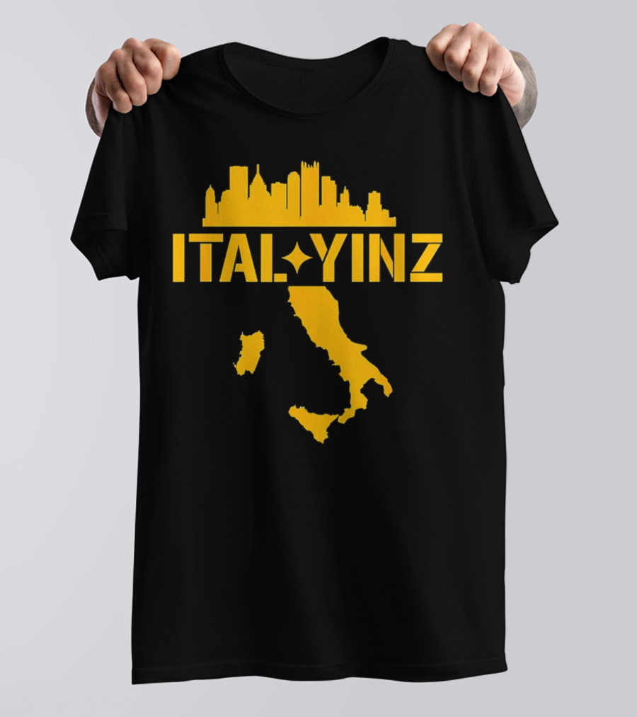 Ital Yinz Pittsburgh Skyline Italy Map T-Shirt
