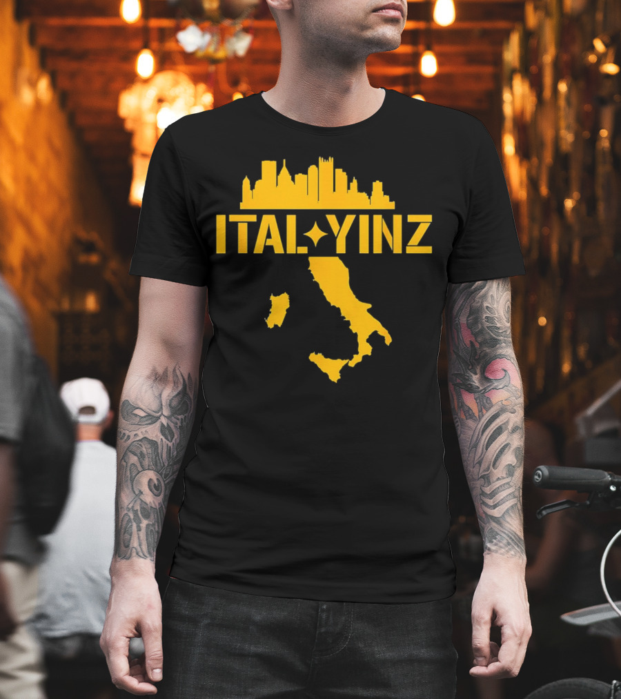 Ital Yinz Pittsburgh Skyline Italy Map T-Shirt