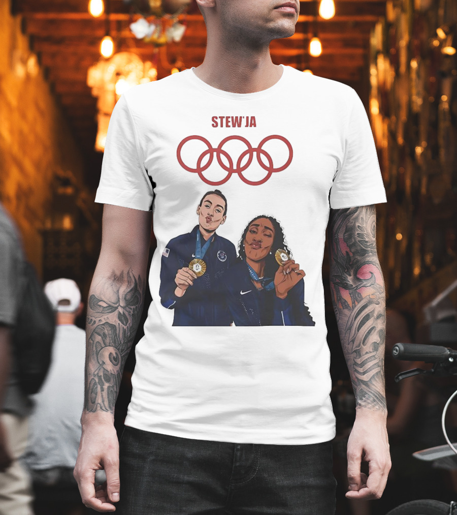 Stewja Olympic Rings A'Ja Wilson Breanna Stewart T-Shirt
