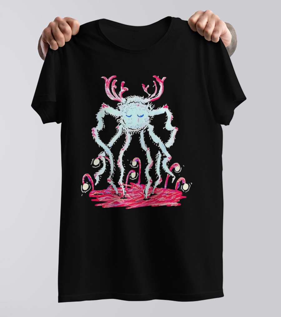 Cavetown Spider Whimsical Creature With Antlers In Pastel Sketch T-Shirt
