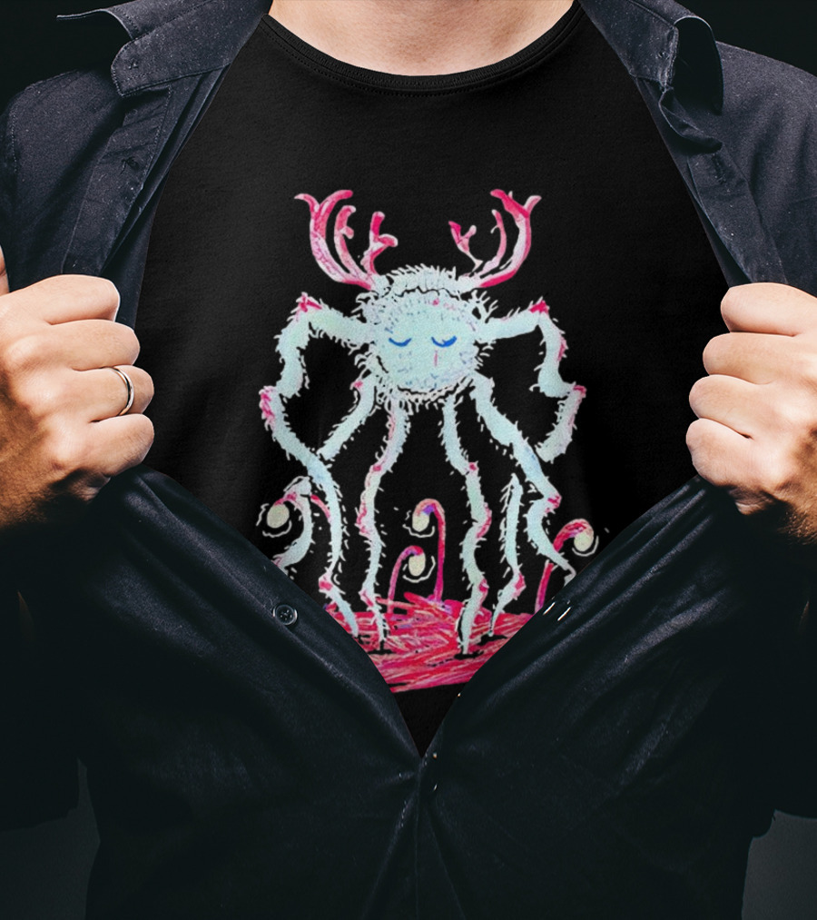 Cavetown Spider Whimsical Creature With Antlers In Pastel Sketch T-Shirt