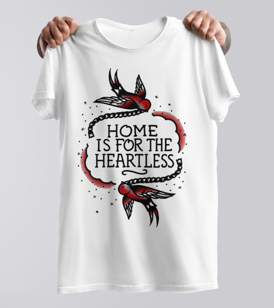 Home Is For The Heartless Red Swallows And Chain T-Shirt