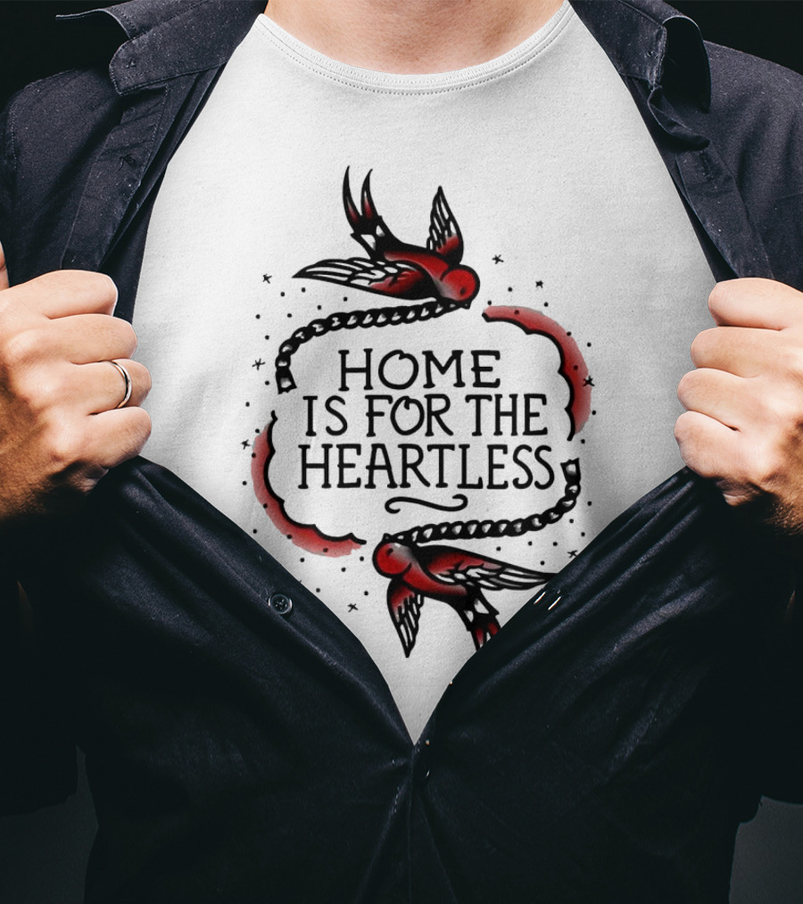 Home Is For The Heartless Red Swallows And Chain T-Shirt