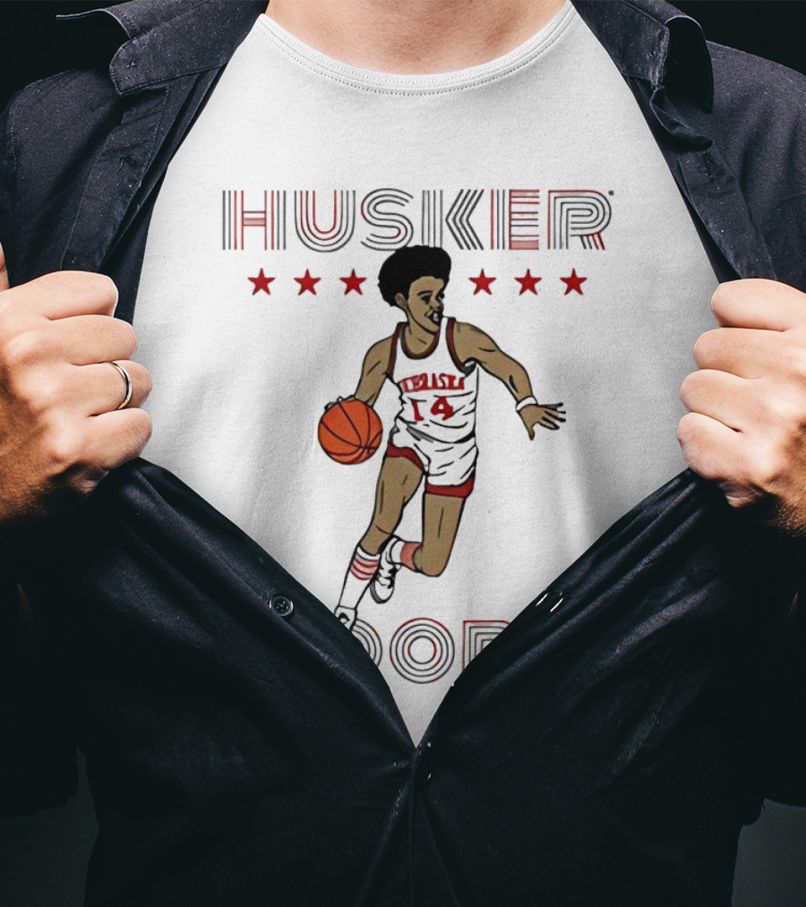 Husker Hoops Nebraska Cornhuskers Basketball Player With Stars T-Shirt