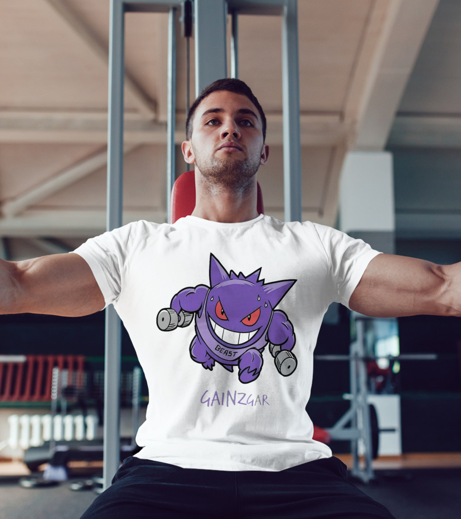 Pokemon Gengar Gainzgar Beast Lifting Dumbbells T-Shirt