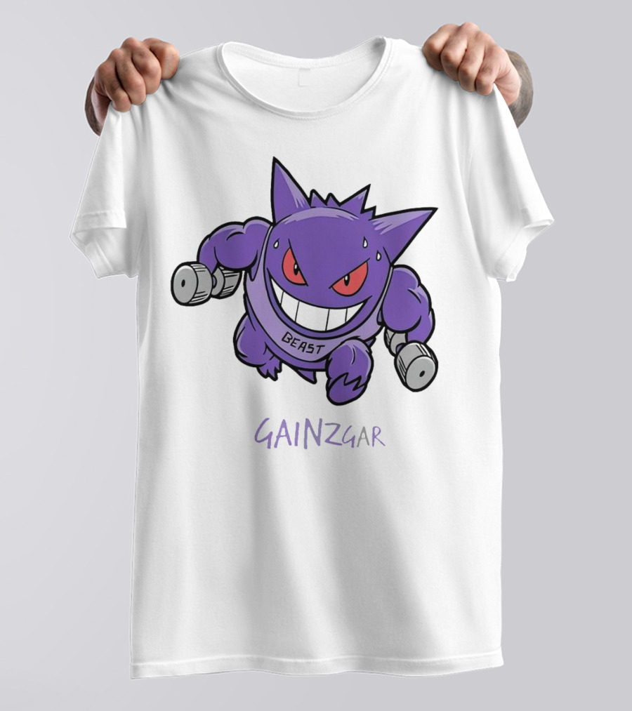 Pokemon Gengar Gainzgar Beast Lifting Dumbbells T-Shirt