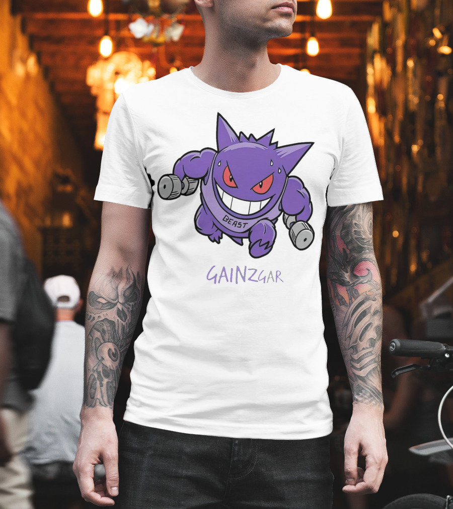 Pokemon Gengar Gainzgar Beast Lifting Dumbbells T-Shirt