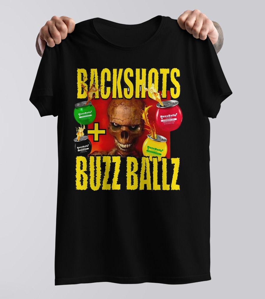 Backshots With Buzz Ballz Fiery Skeleton Combo T-Shirt