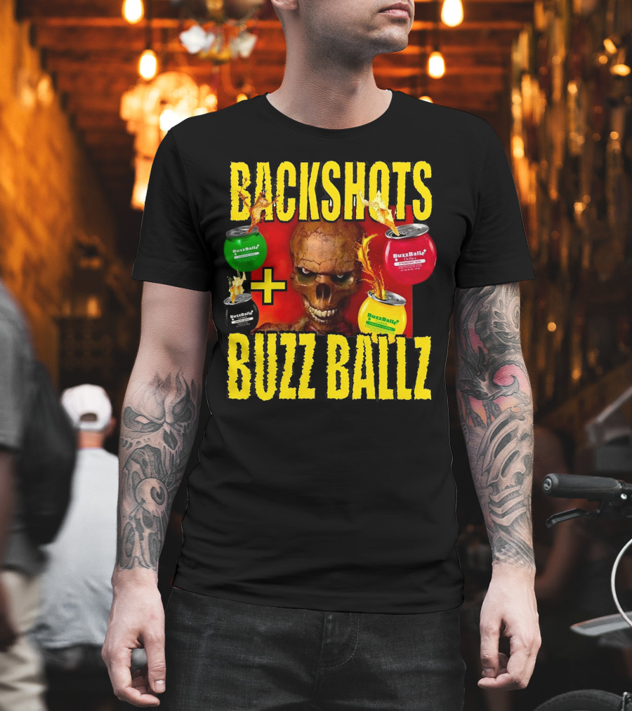 Backshots With Buzz Ballz Fiery Skeleton Combo T-Shirt