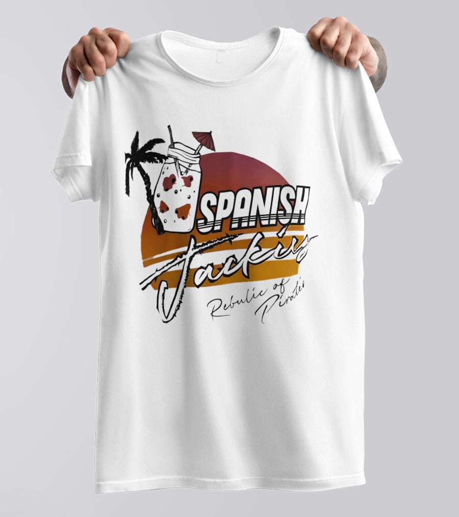 Spanish Jacking Republic Of Pirates Sunset Palm Tropical Drink T-Shirt