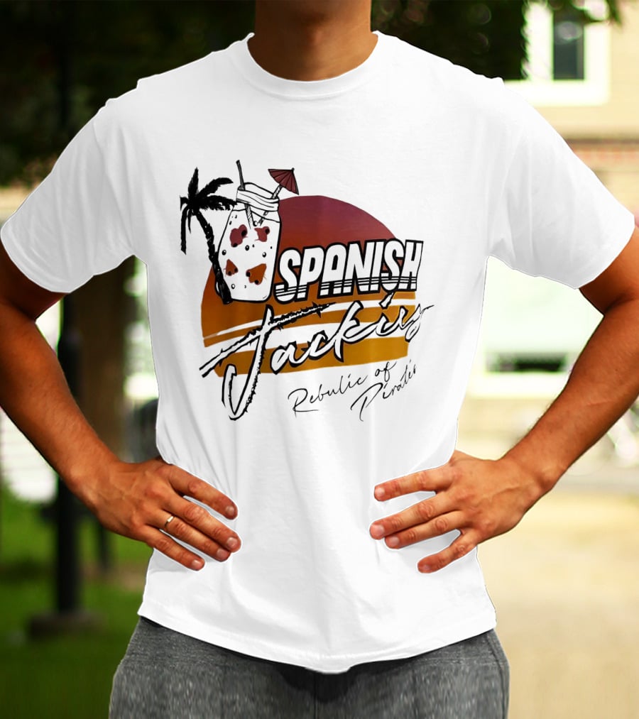 Spanish Jacking Republic Of Pirates Sunset Palm Tropical Drink T-Shirt