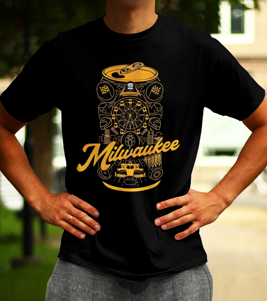 Milwaukee State Fair Park Ferris Wheel And Beer Can T-Shirt