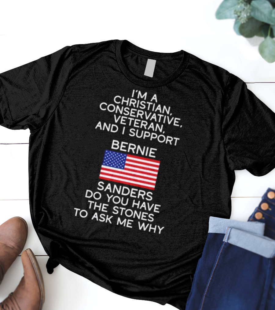Christian Conservative Veteran Supporting Bernie Sanders American Flag Inquiry T-Shirt