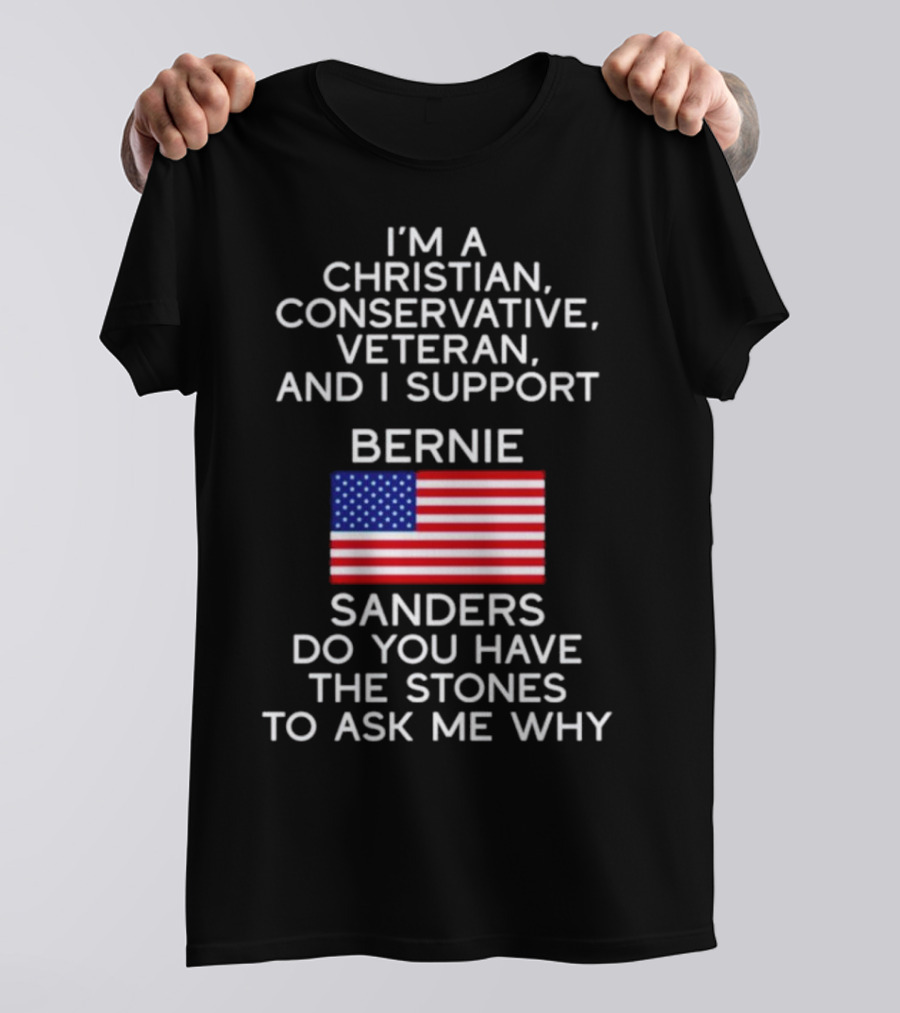 Christian Conservative Veteran Supporting Bernie Sanders American Flag Inquiry T-Shirt