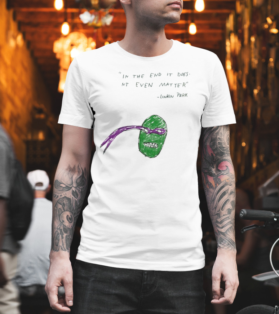 Linkin Park In The End It Does Nt Even Matter Green Mask Purple Band T-Shirt