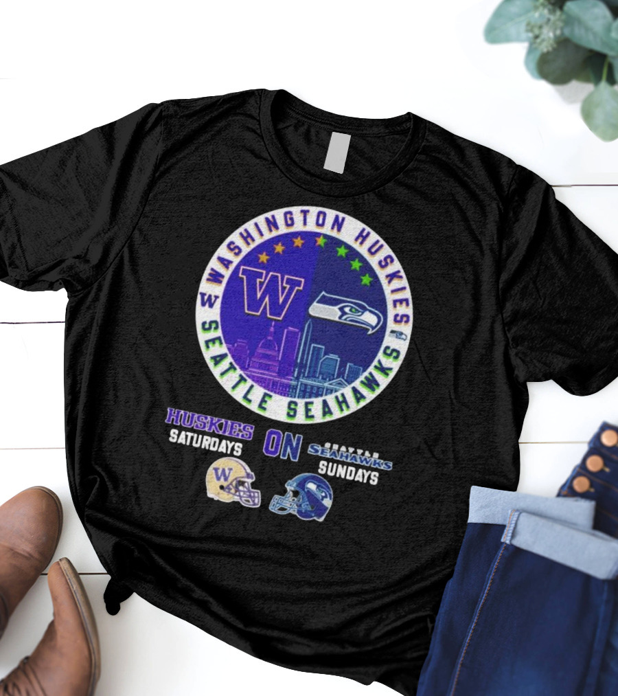 Washington Huskies Seattle Seahawks Huskies On Saturdays Seahawks On Sundays T-Shirt