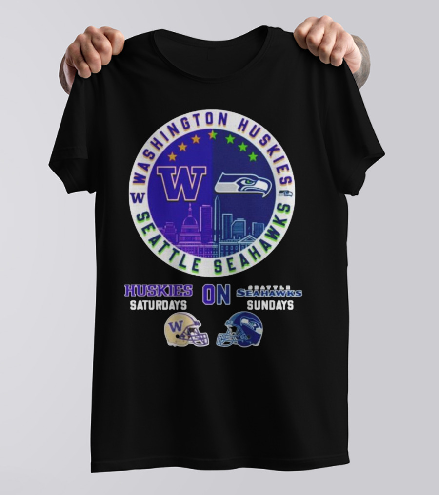 Washington Huskies Seattle Seahawks Huskies On Saturdays Seahawks On Sundays T-Shirt