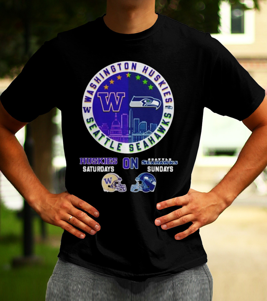 Washington Huskies Seattle Seahawks Huskies On Saturdays Seahawks On Sundays T-Shirt