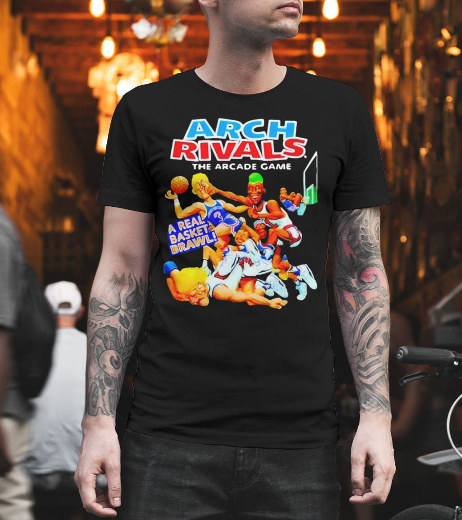 Arch Rivals Arcade Game A Real Basket Brawl Action Scene T-Shirt
