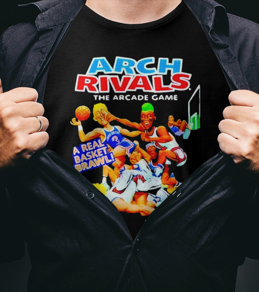 Arch Rivals Arcade Game A Real Basket Brawl Action Scene T-Shirt
