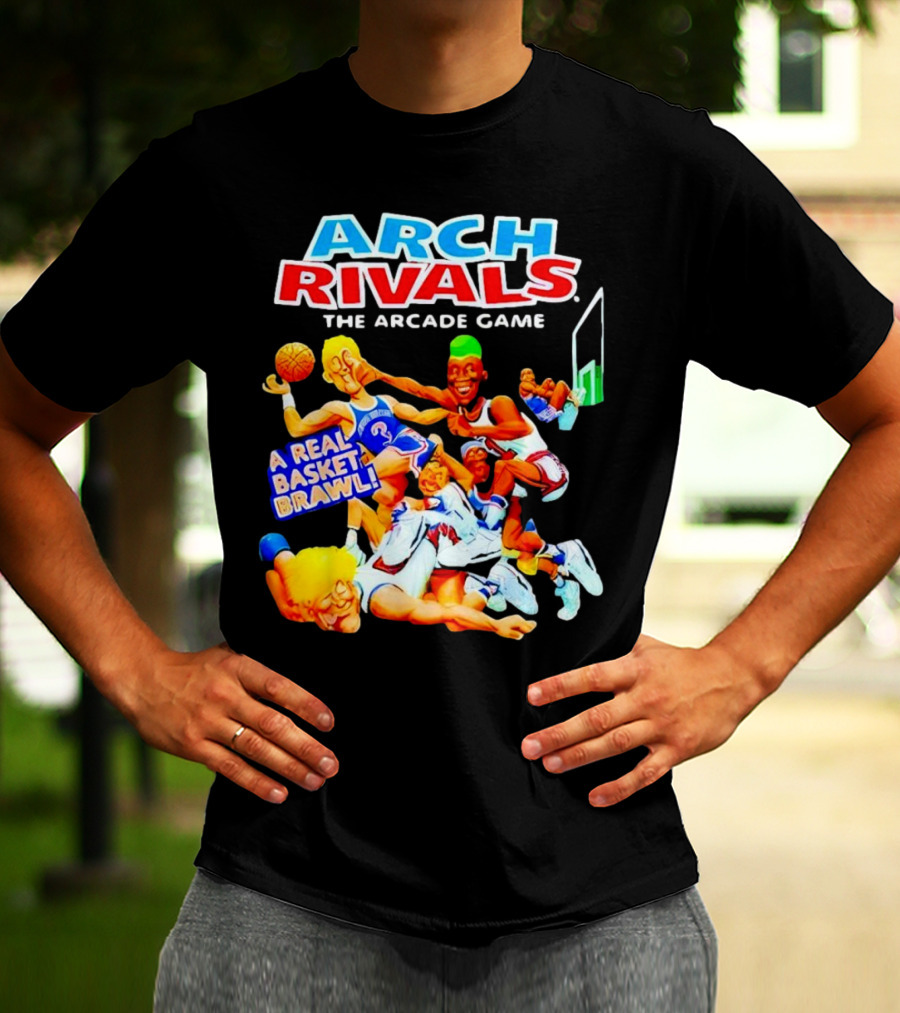 Arch Rivals Arcade Game A Real Basket Brawl Action Scene T-Shirt