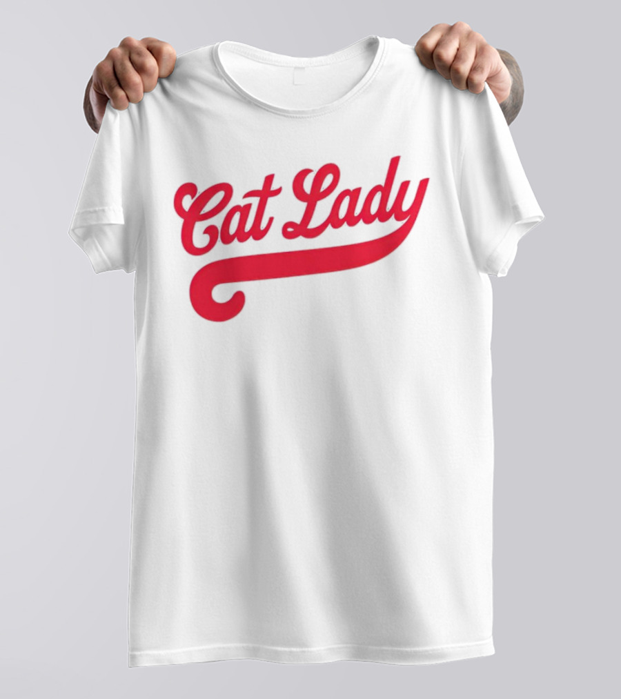 Cincinnati Reds Cat Lady Baseball Script Red T-Shirt