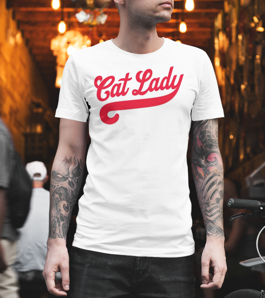 Cincinnati Reds Cat Lady Baseball Script Red T-Shirt