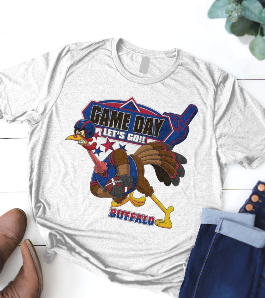 Game Day Let's Go Buffalo Football Turkey Mascot T-Shirt