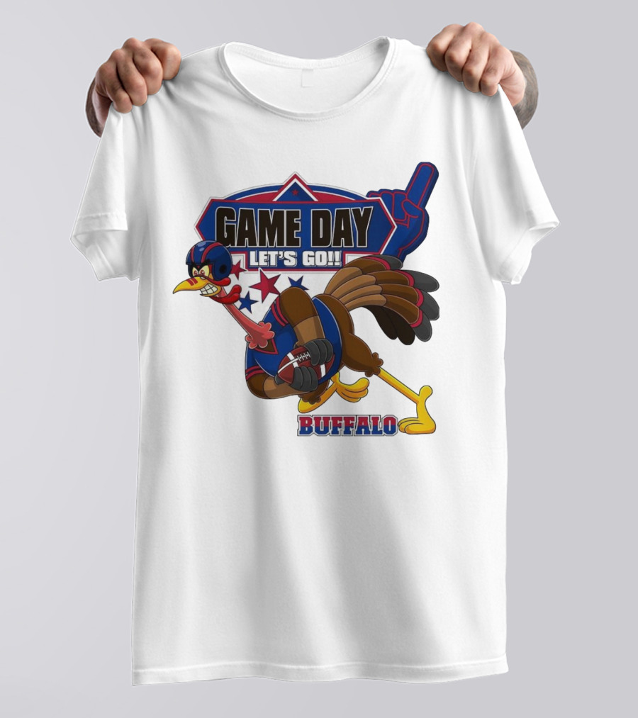 Game Day Let's Go Buffalo Football Turkey Mascot T-Shirt