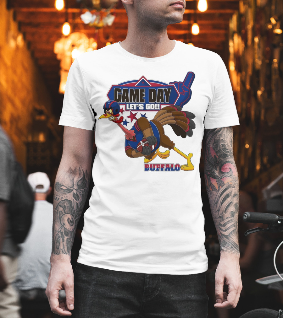 Game Day Let's Go Buffalo Football Turkey Mascot T-Shirt