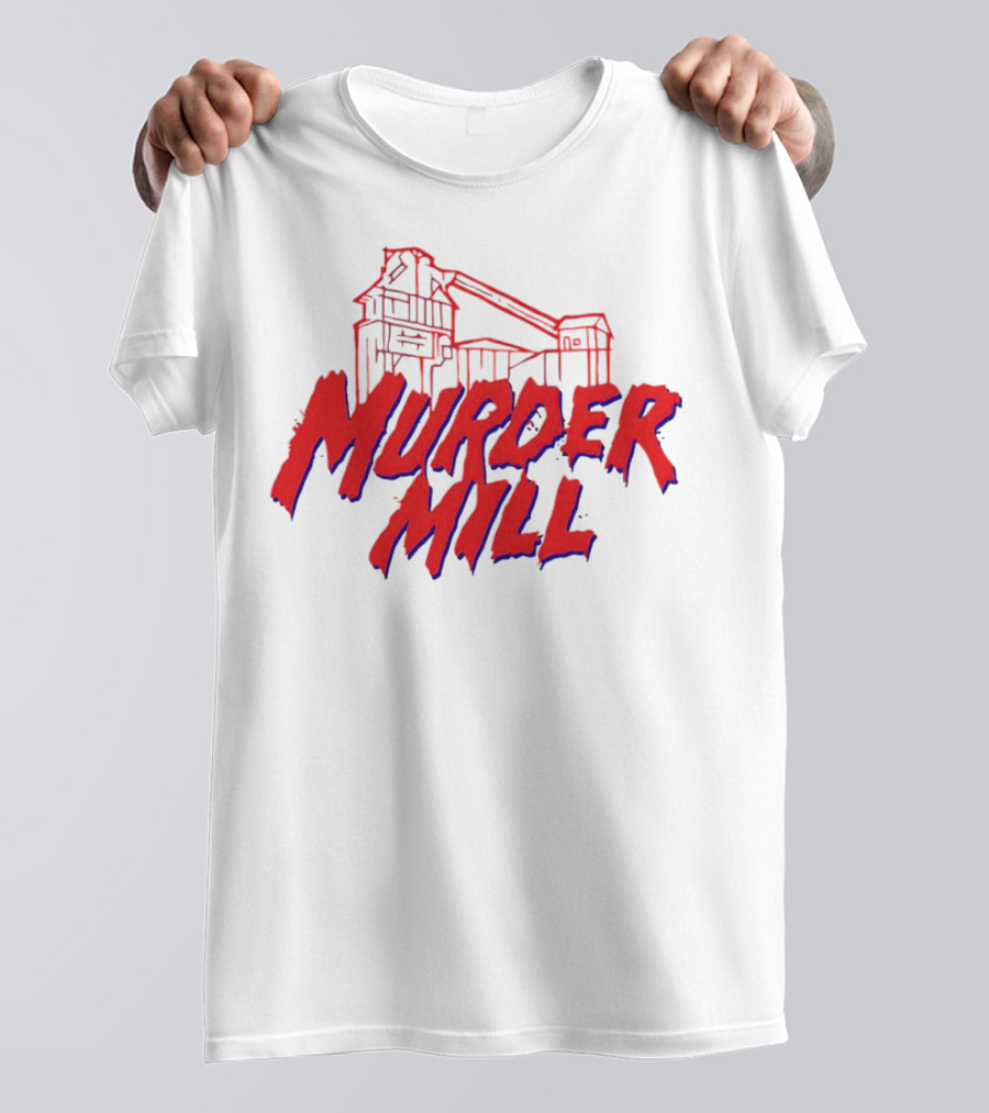 Murder Mill Haunted House Distressed Typography Iconic Building T-Shirt