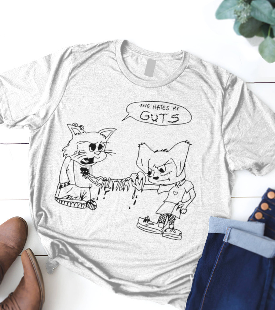 She Hates My Guts Cr1tter Cats T-Shirt