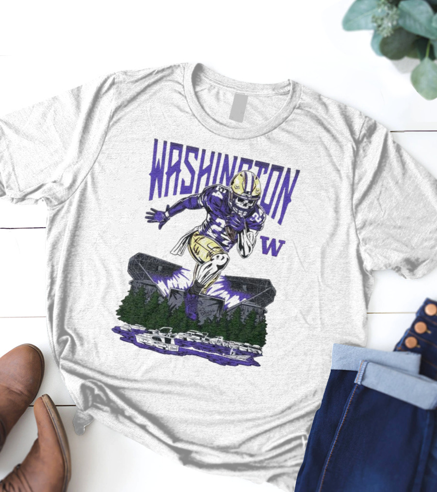 Washington Huskies Dawg Dash Immortal Football Stadium And Boats T-Shirt