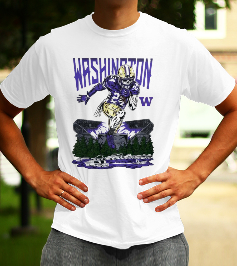 Washington Huskies Dawg Dash Immortal Football Stadium And Boats T-Shirt