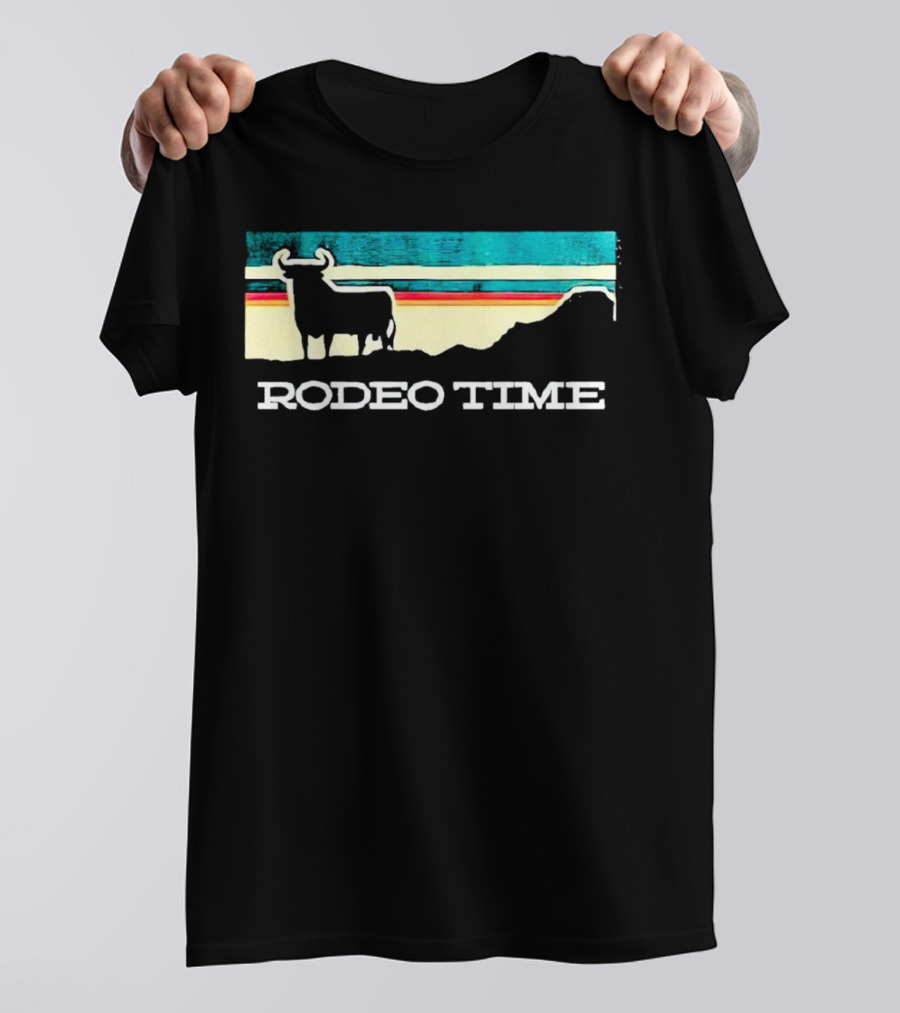Rodeo Time Buffalo Silhouette Striped Sunset T-Shirt
