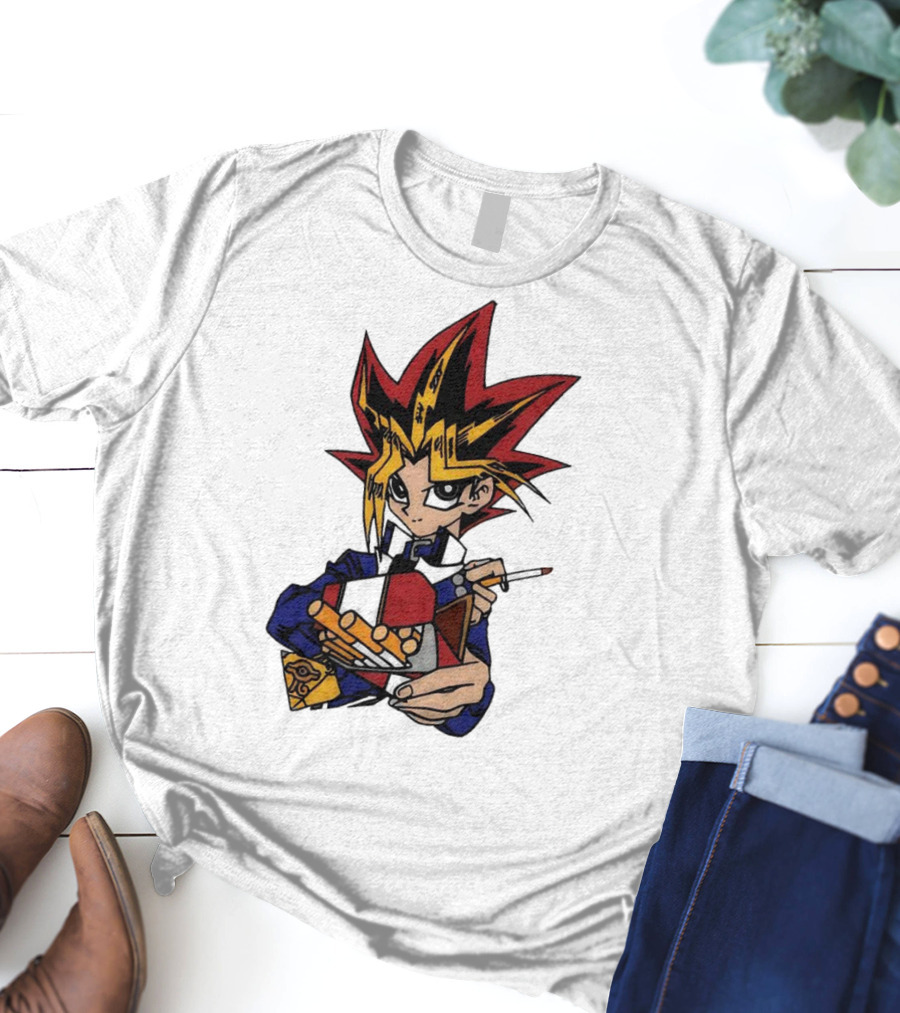 Yu-Gi-Oh Yugi Holding Cards With Millennium Puzzle T-Shirt