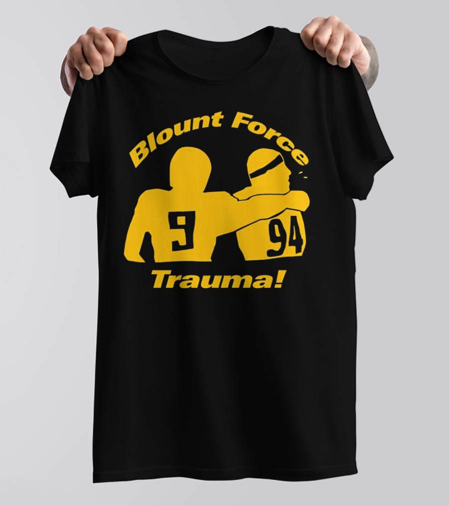 Blount Force Trauma Silhouetted Players 9 And 94 Impact Moment T-Shirt