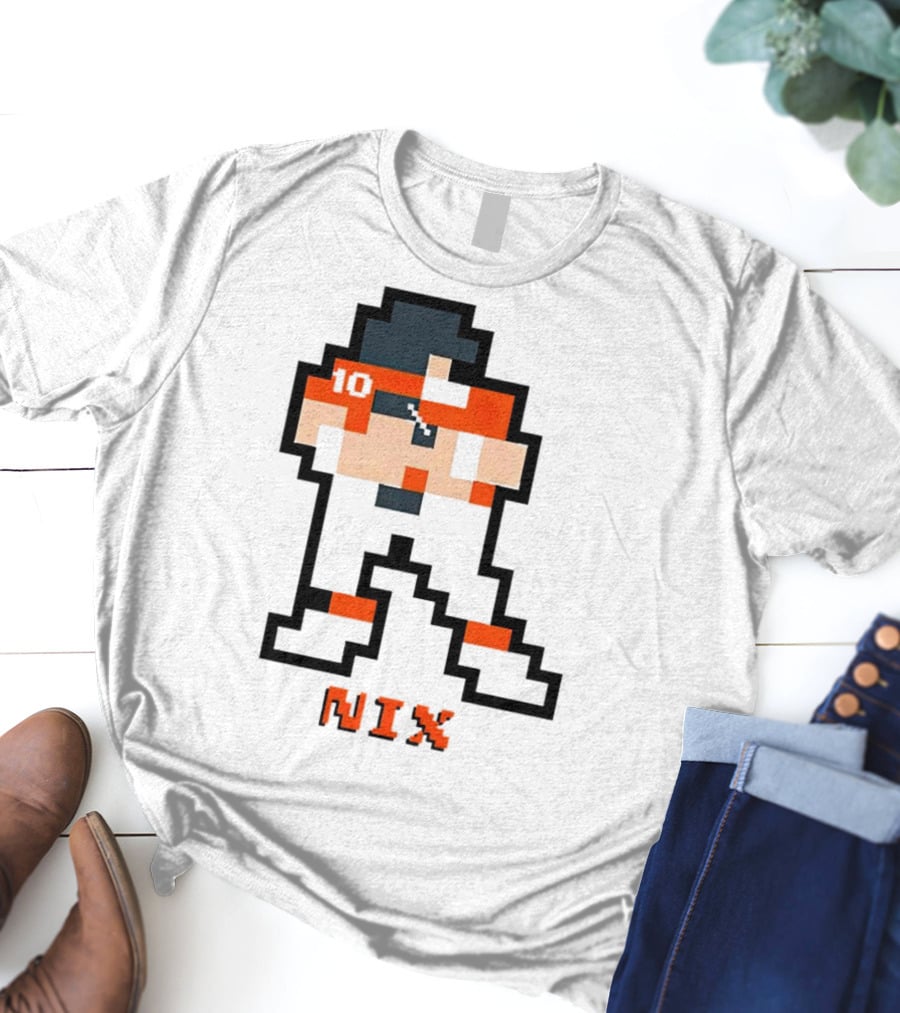 Bo Nix 8-Bit Pixel Art 10 Block Figure T-Shirt