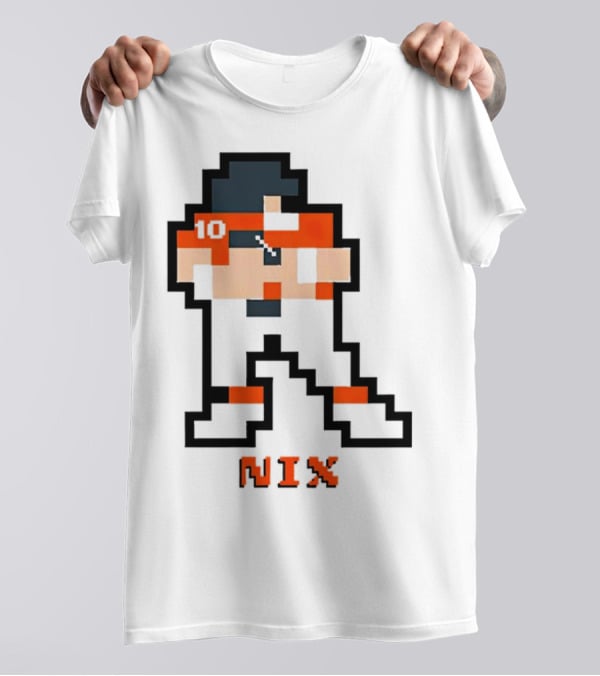 Bo Nix 8-Bit Pixel Art 10 Block Figure T-Shirt