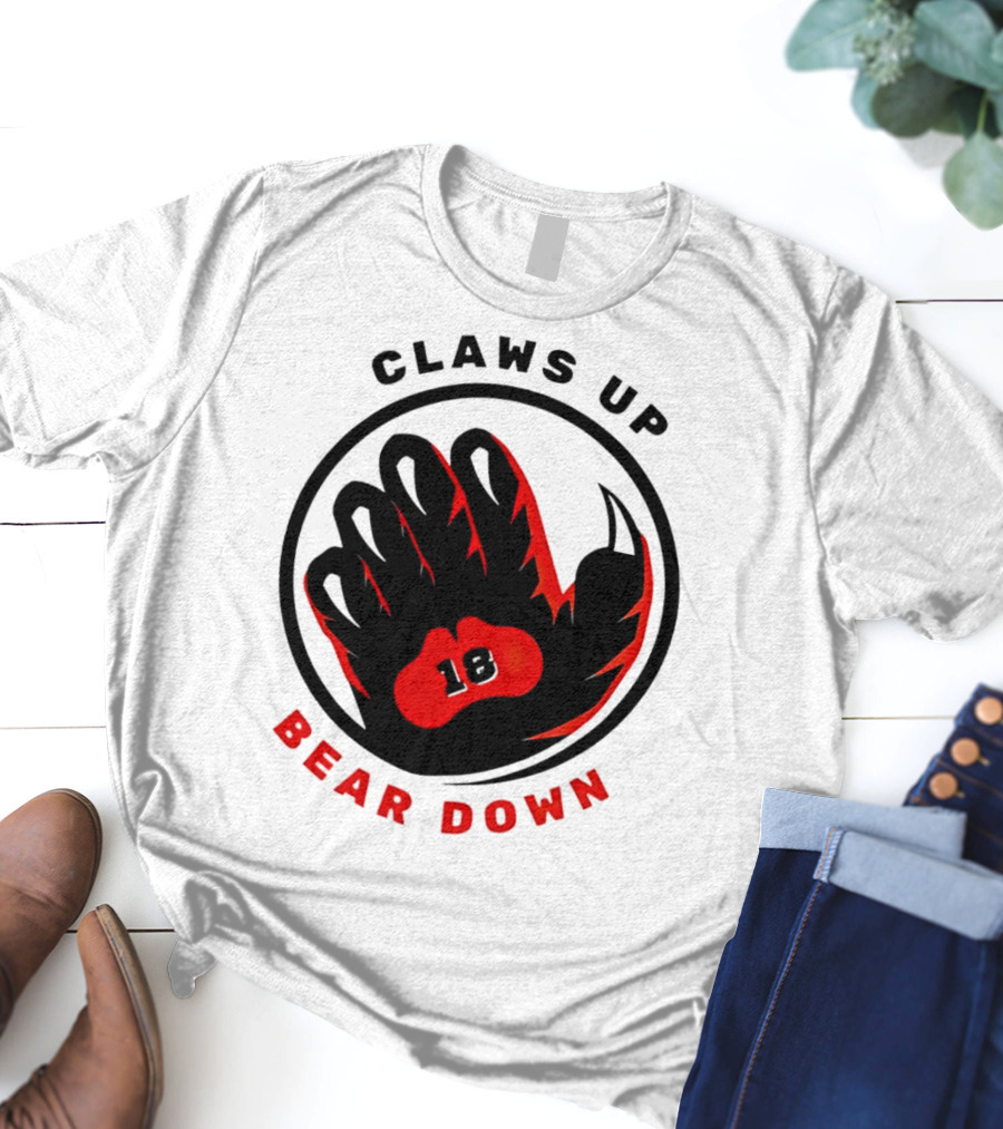 Claws Up Bear Down 18 Caleb Williams Chicago Bears T-Shirt